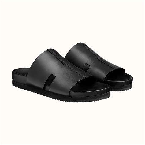 hermes slippers men black